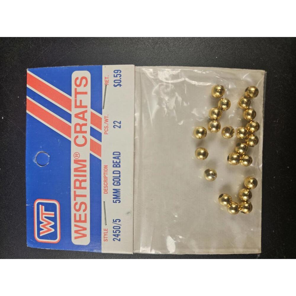 Vintage Westrim Crafts 5MM Gold Beads 22 Pcs New Old Stock 1980s Craft Supply